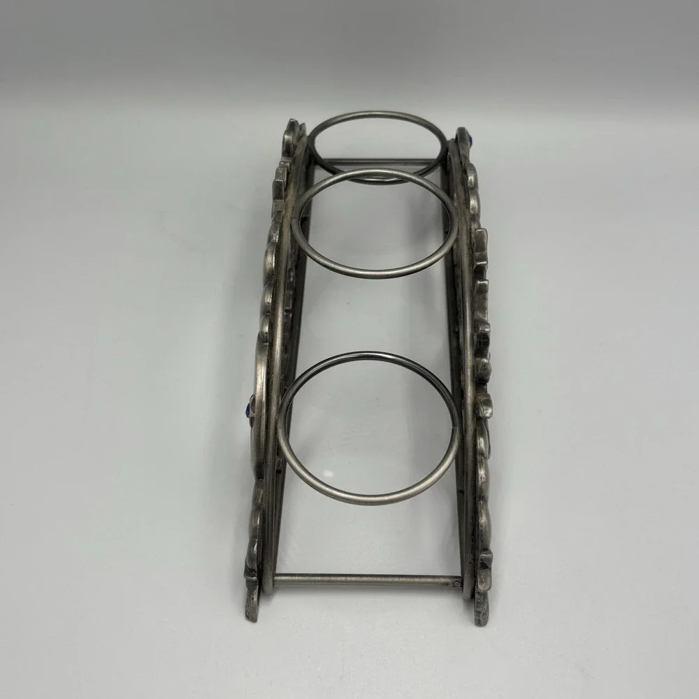 Spontiques Pewter Arch Candle Holder Votive Sun Moon Celestial Blue Rhinestone